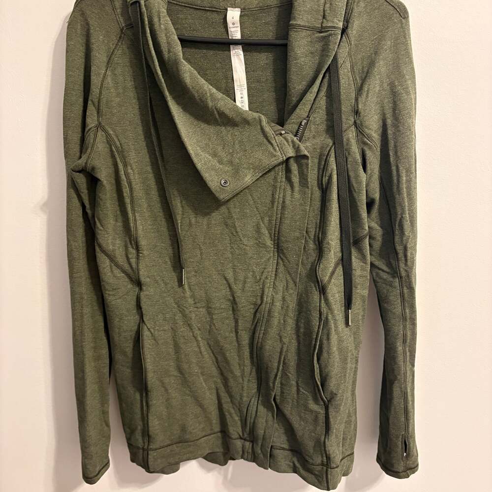 Lululemon Coast Easy Wrap Jacket Heathered Dark Olive Green Size 4